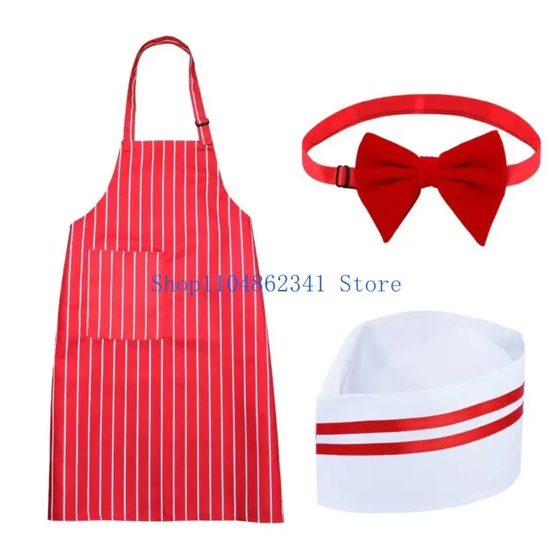 5asd 3-teiliges 1950er-Jahre-Kellner-Kostüm-Set, Kellnerin-Kostüm, Halloween-Cosplay-Kostüm, Sodas-Jerk-Kostüm, Streifenschürze,