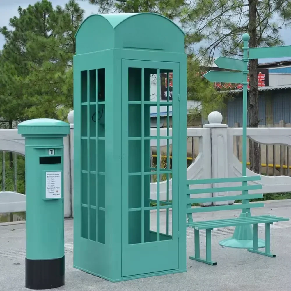 2024 Hot Sale UK Red Phone Booth London Phone Booth Mailbox and Street Decoration Bench