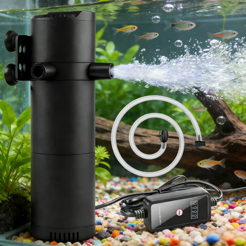 Forever Speed Aquarium Innenfilter mit UVC Klärer Aquarium Innenfilter 6W, 5-in-1 Aquariumfilter für 100L-250L Aquarien(8W 500L/H)