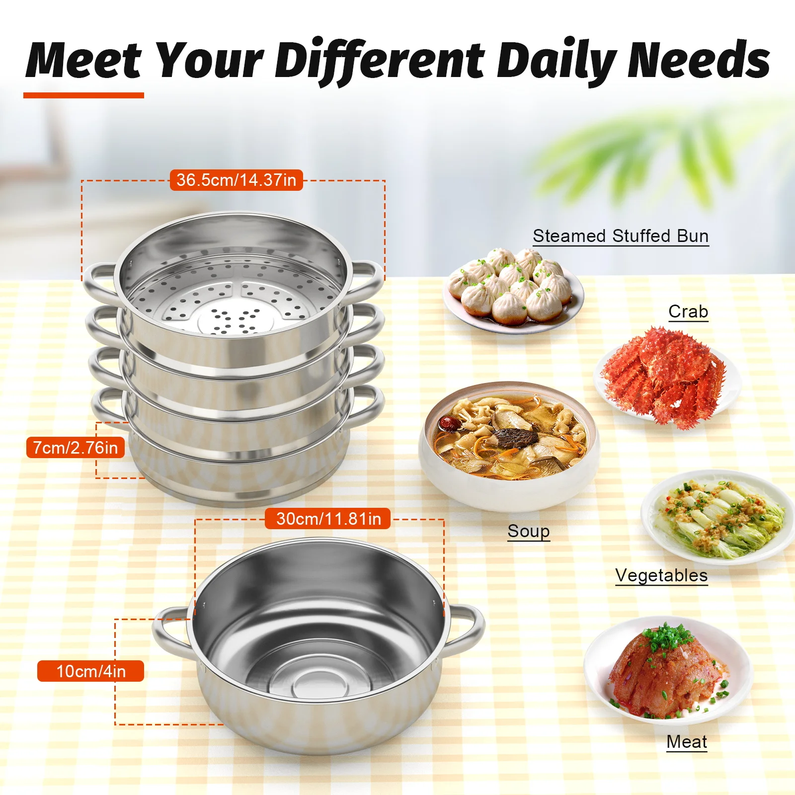 5-Layer Steam Cooker Large Steamer Domestic Commercial Stainless Steel Steamer