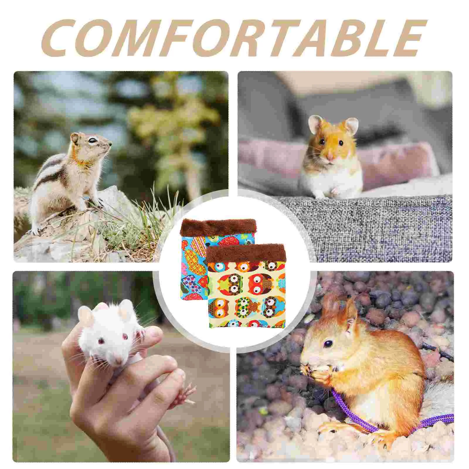 2 Pcs Hamster Sleeping Bag Guinea Pigs Pouch Supplies Bags Hideout for Two Rat Hedgehog Soft