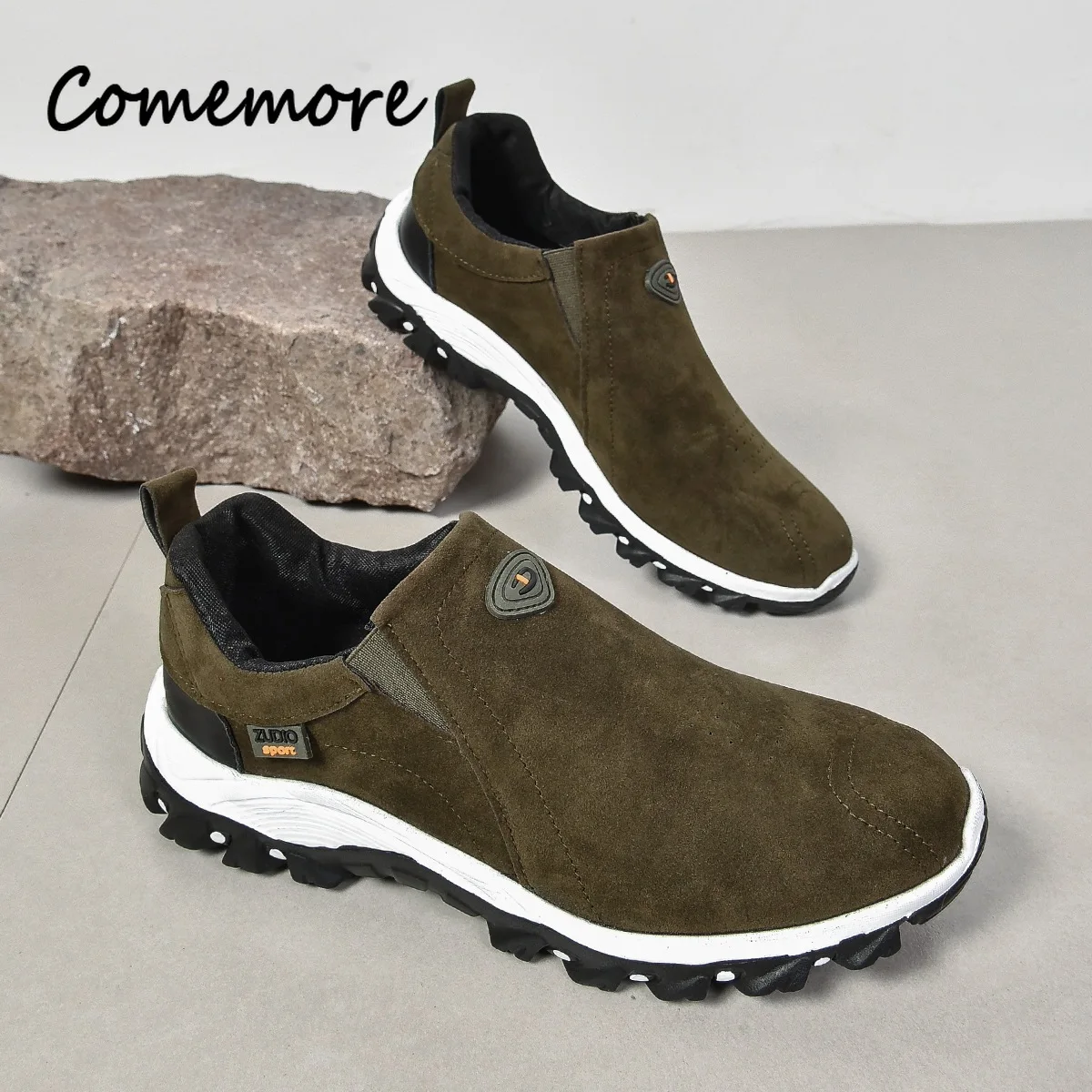 Comemore Men's Sneakers And Casual Shoes PU Leather Mountaineering Travel Sport Footwears Male's Outdoor Anti-slip Walking Shoes