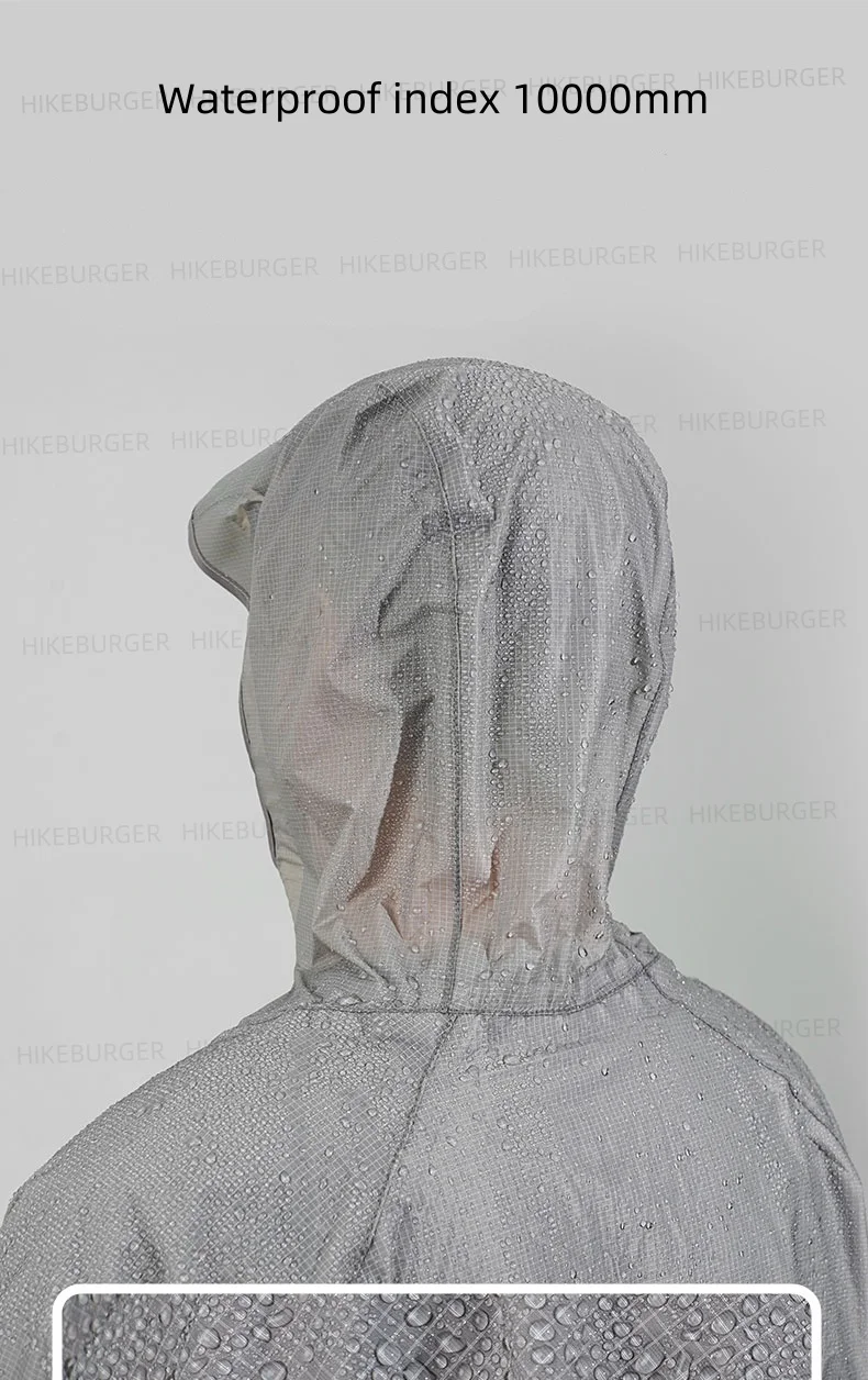 3F UL GEAR Qingsuo Regenjacke Outdoor Ultraleichter Regenponcho mit Reißverschluss Wander-Regenmantel Wasserdicht für Reisen und Bergsteigen – Detail 8
