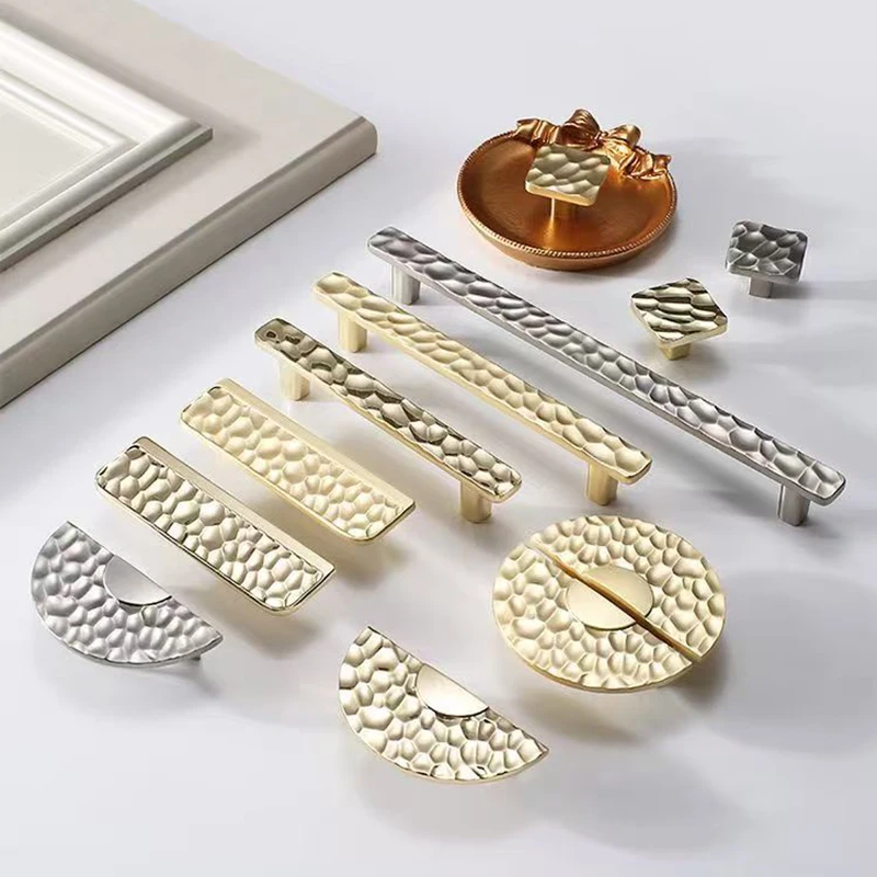 Modern Hammer Pattern Kitchen Cabinet Handles Gold Drawer Knobs Zinc Alloy Cabinet Door Handles&Pulls Furniture Handles Hardware