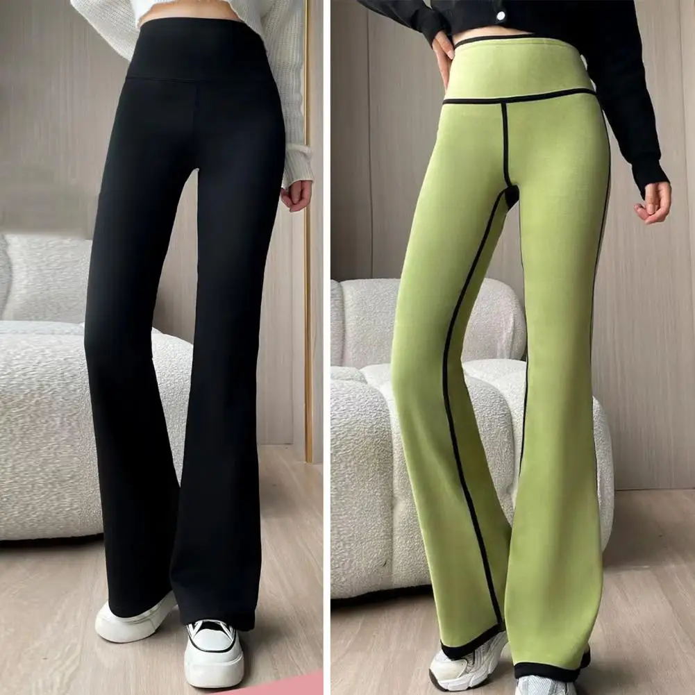 Women Pants High Waist Thermal Fleece Flared Pants for Women Warm Velvet Sports Leggings Resistant Streetwear Flared Trousers