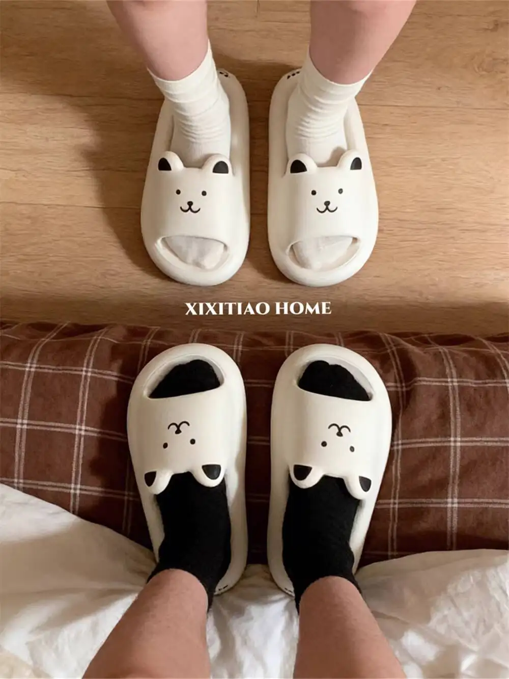 

Cute Bear Couple Slippers Man Women 2026 Spring Summer Anti Slip Breathable Odor Resistant Cartoon Indoor Outdoor Casual Slipper