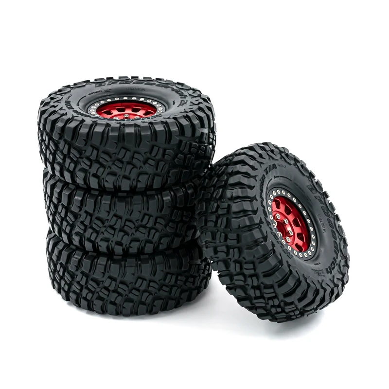 4PCS 1.9 Inch RC Crawler Rubber Tires With Metal Rim for 1/10 RC Car TRX4 Axial SCX10 III 90046 AXI03007 AXI03003 Upgrade Kit