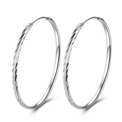925 Sterling Silver 30/40/50/60 MM Meteor Shower Hoop Earrings For Women Luxury Jewelry Accessories 2024 Trend Jewellery
