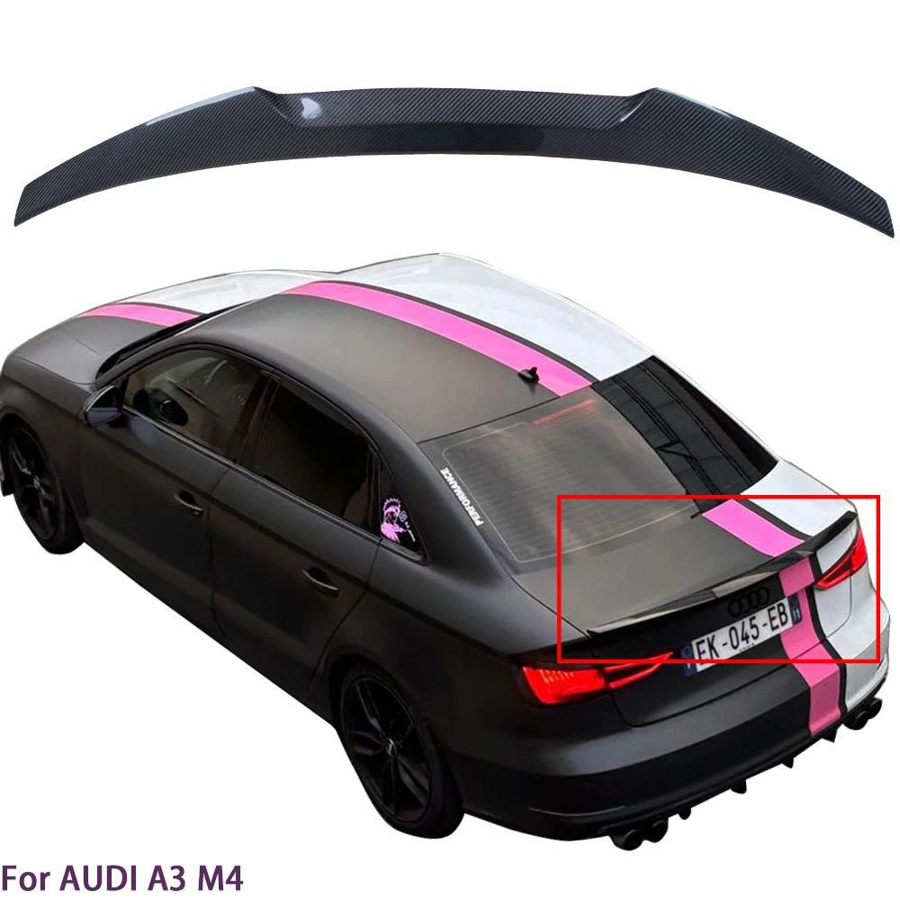 

For AUDI A3 S3 RS3 8V M4 Style Real Carbon Fiber Material Rear Spoiler Trunk Wing 2013-2020