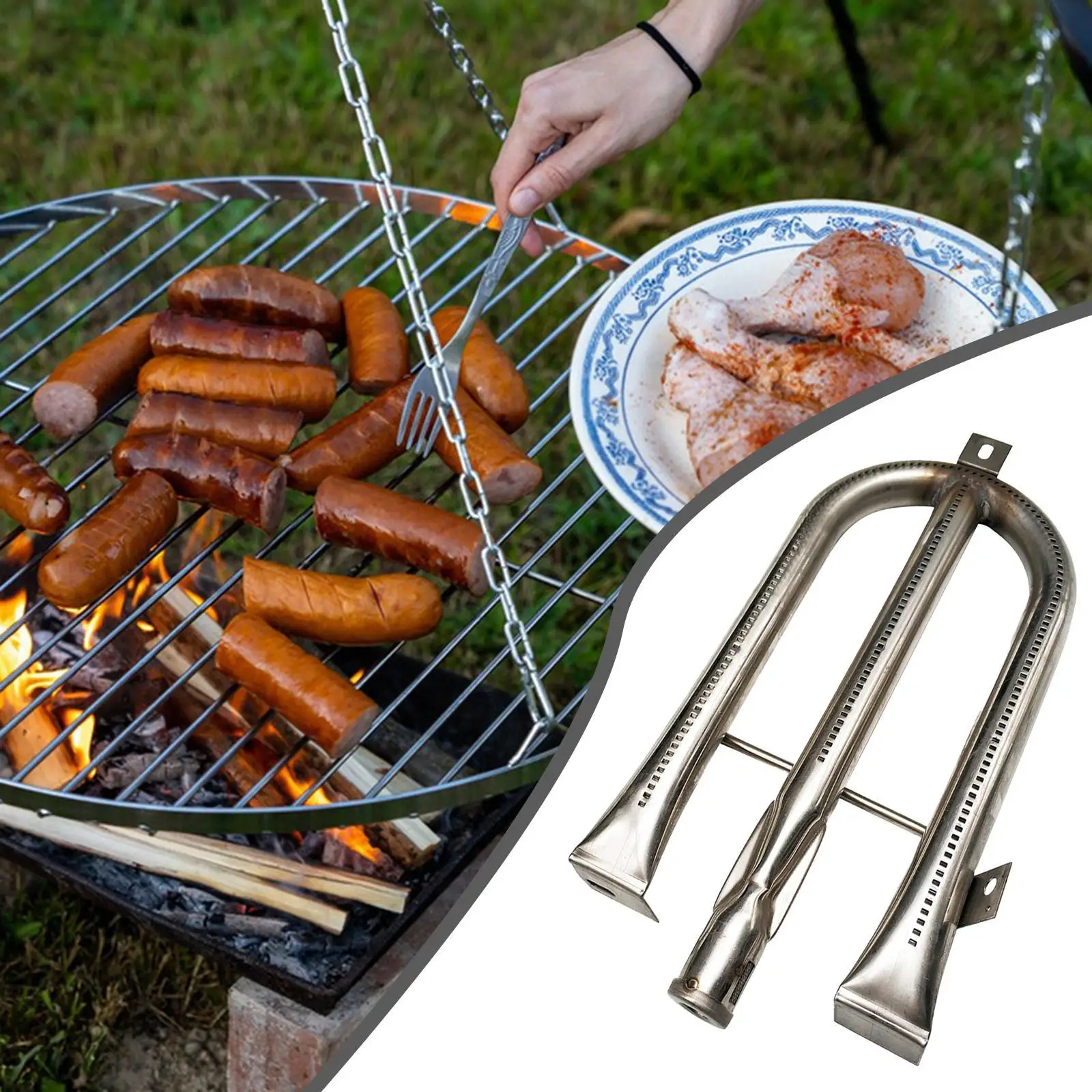 Grill Burner Tube Replacement Professional Stainless Steel Burner Pipe for Gas BBQ Outdoor Cooking Accessories