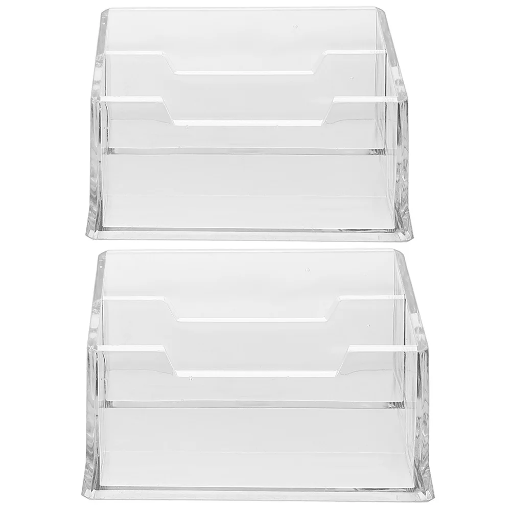 

2Pcs Acrylic Card Holder for Business Cards Desktop Organizer Smooth Touch Premium Craftsmanship Non Slip Base Large Capacity