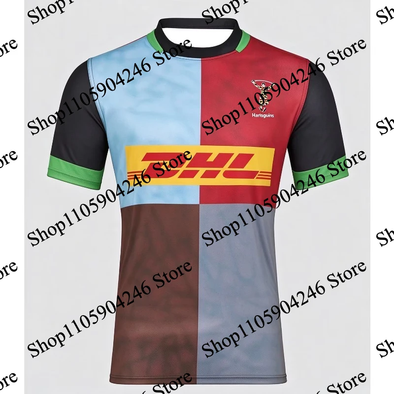 New Harlequins Rugby Jersey T-shirt Fans Style Geometric Pattern Breathable Quick Dry Training 3D Print Parent-child Tee