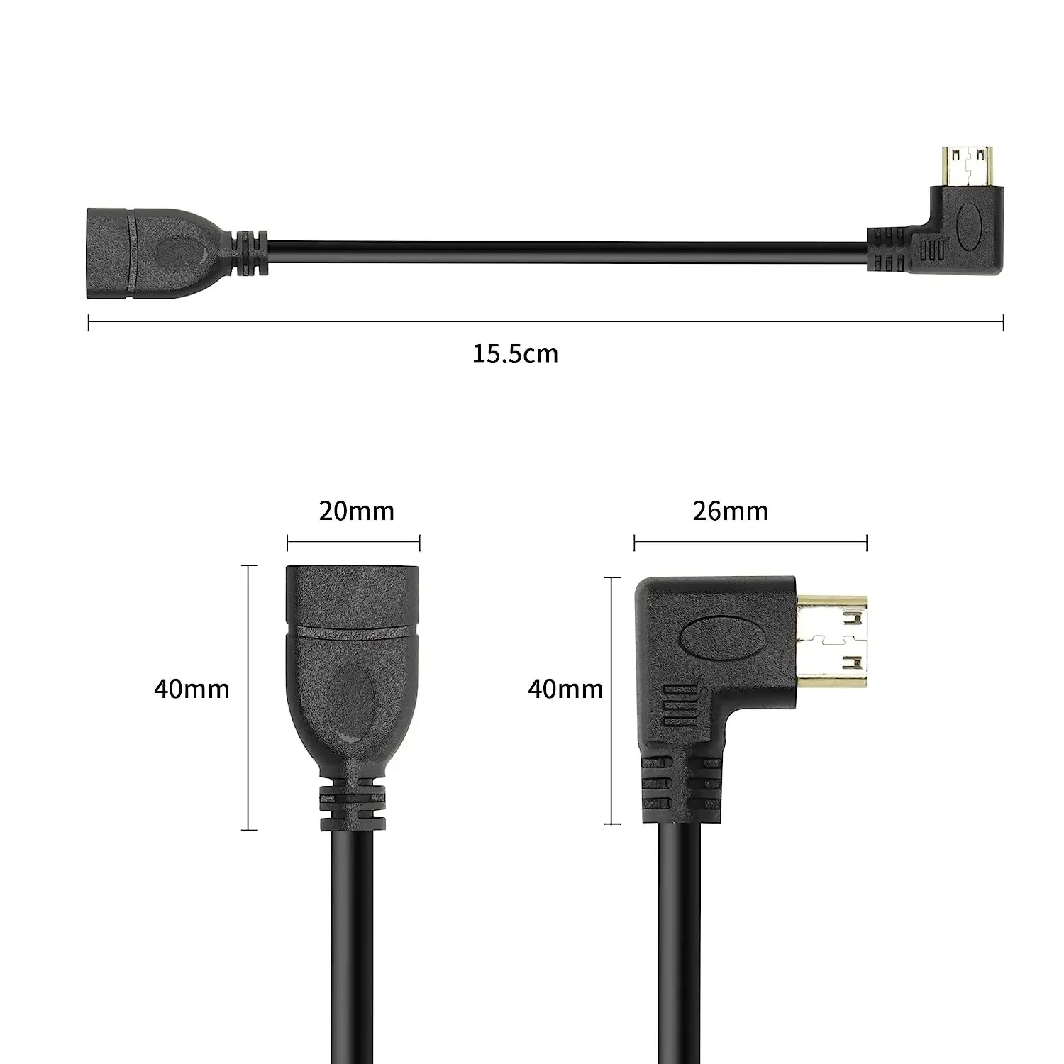 1080P HDMI-compatible Extension Cord 90 Degree Up/Down/Left/Right Angle Mini-HD Cable for Camera DV Tablet Laptop Monitor HDTV