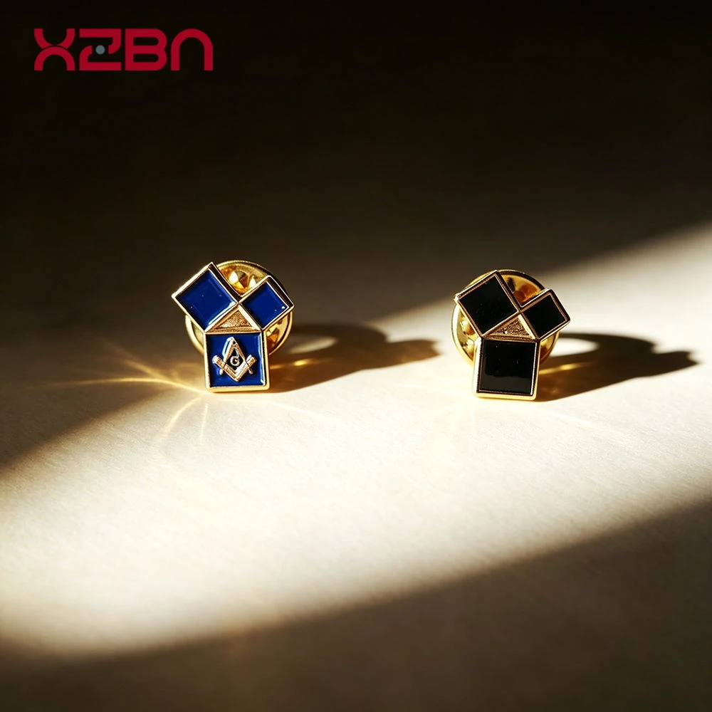 Masonic Black Lapel Pins Blue Freemason Badge Mason Freemason The 47th Edition of Euclid Gold Plated Copper Material