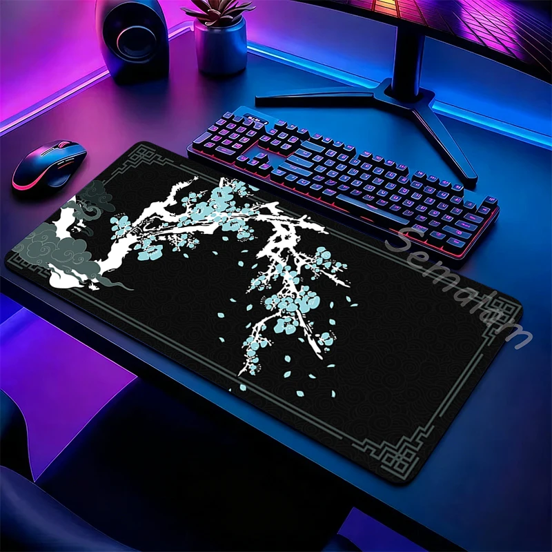 Japanese Cherry Blossom Gaming Mouse Pad Sakura Mats Non-slip Rubber Base 30x60 Desk Mat Washable Pads for Game & Office Playmat