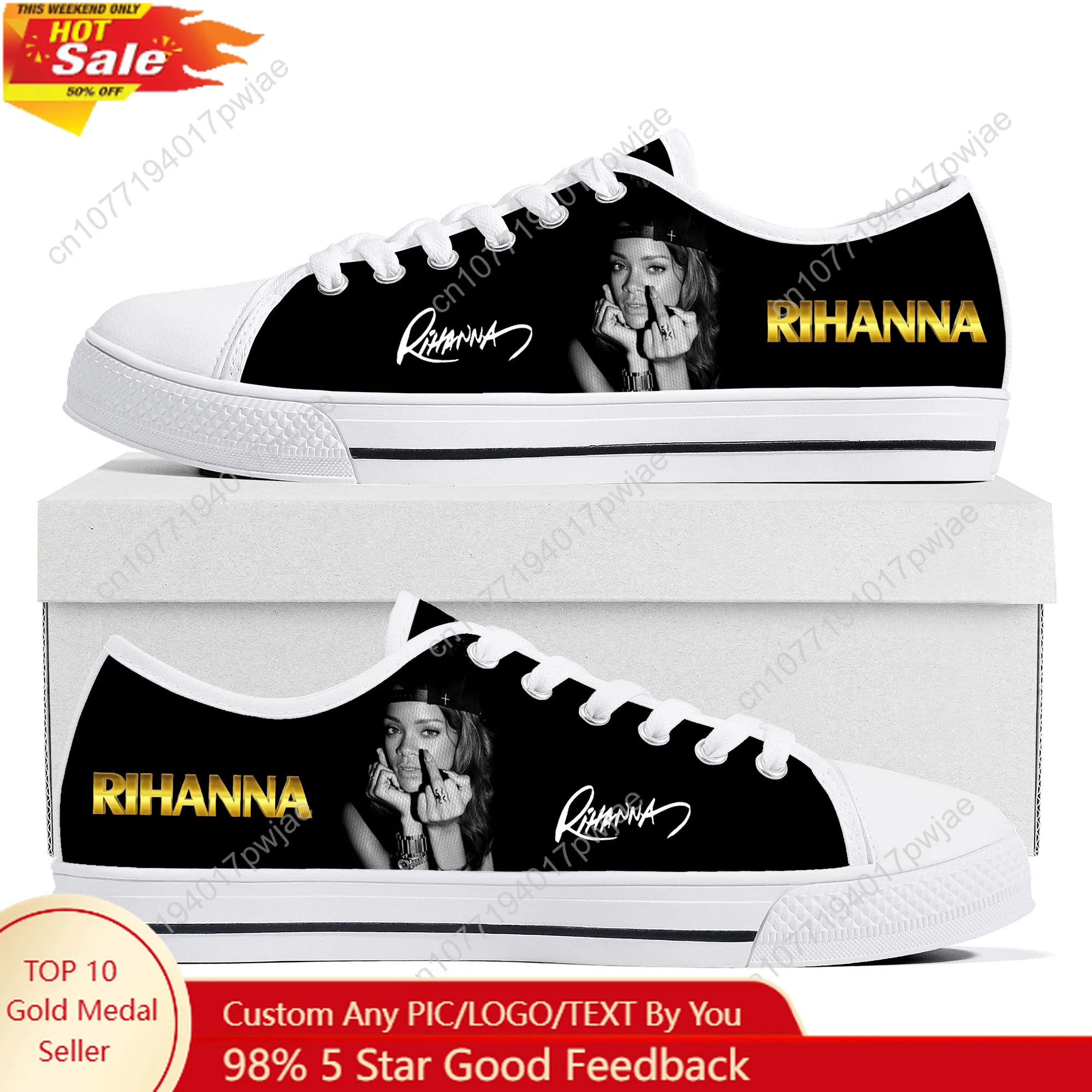 

Rihanna Hip-hop Rapper Low Top Lightweight Sneakers Mens Womens Teenager Canvas Sneaker Casual Couple Hiking Lightweight Shoes