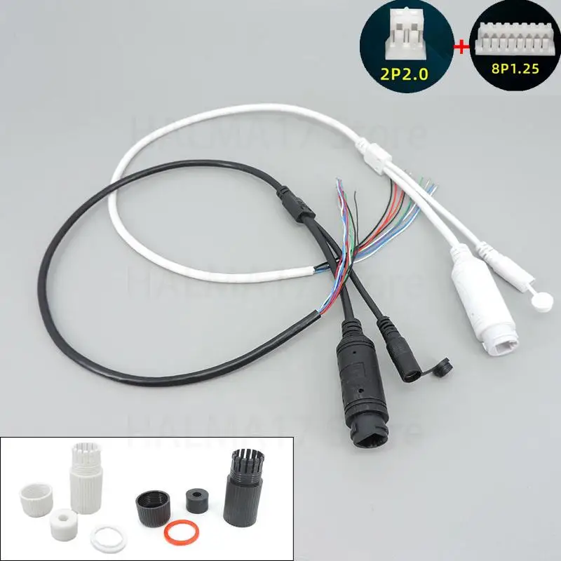 9 pin core 48V to 12V PoE network power Cable DC Audio IP Camera RJ45 split wire waterproof cover module For CCTV IP Camera J17