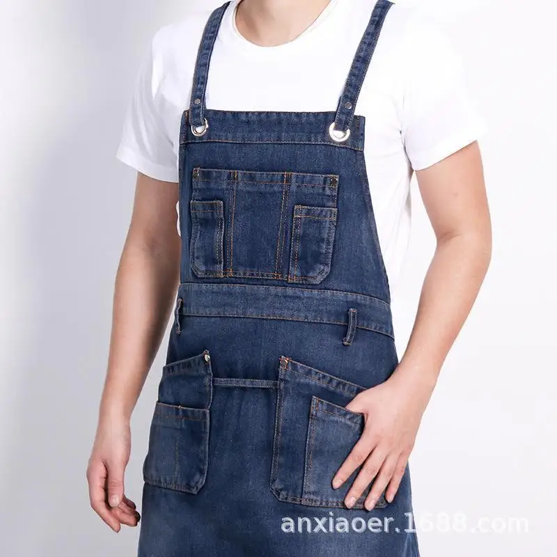 Men's and Women's Kitchen Cowboy Apron Coffee Milk Tea Shop Barber Waiter Apron Work Clothes Personalized Customized Logo