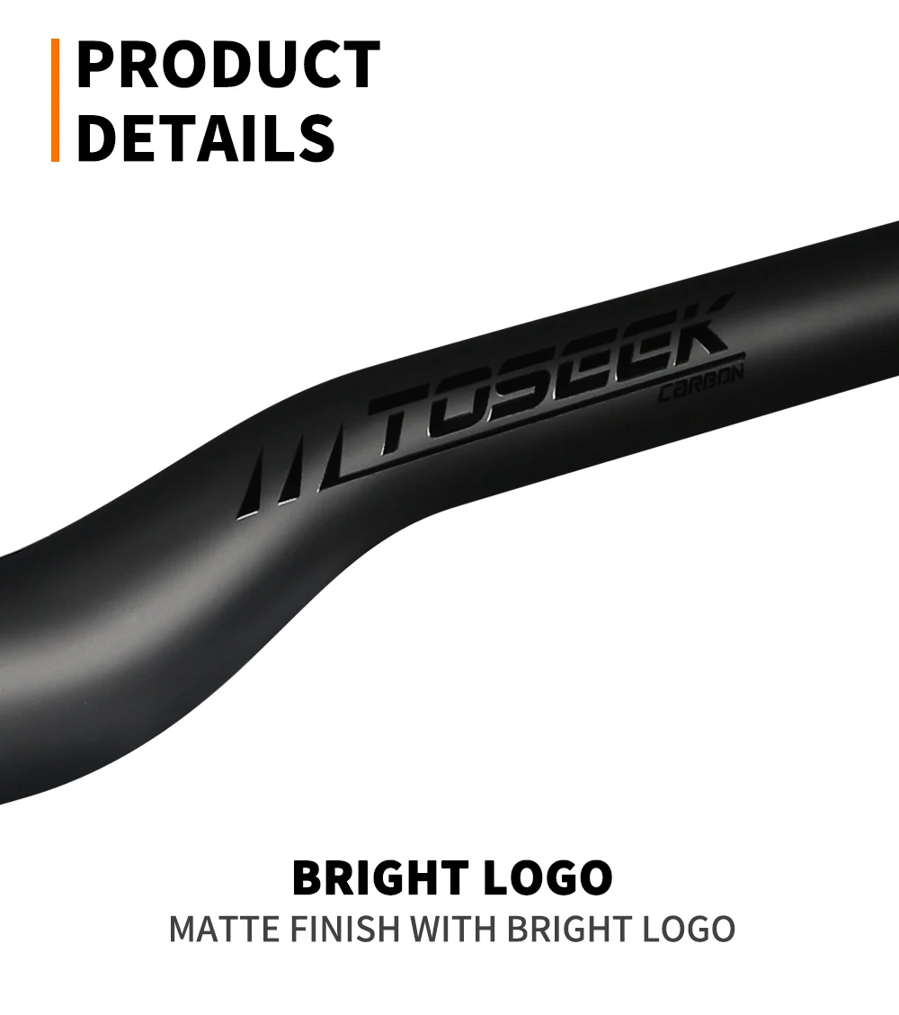 TOSEEK TM11 Schwarz Matt Carbonfaser-Lenker MTB Fahrradlenker Mountainbike-Lenker 31,8mm Riser oder Flachlenker 580-760mm – Detail 8