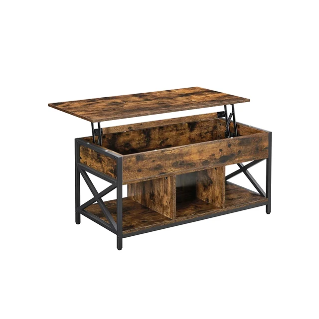 Gran oferta, muebles multifuncionales simples de madera de roble para sala de estar con cajones de almacenamiento, mesa de centro elevable para sala de estar