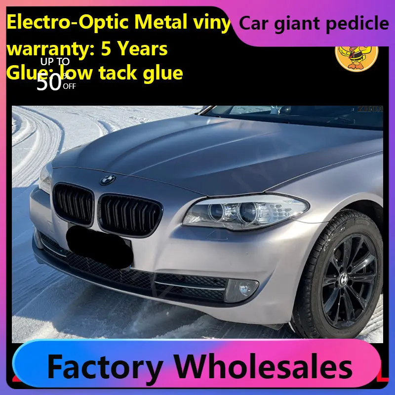 

Combat Grey Electro-optical Metal Vinyl Wrap For Car Wrapping Covering Foil Air Bubble Free Low Tack Glue1.52*18M/Roll 5x59ft