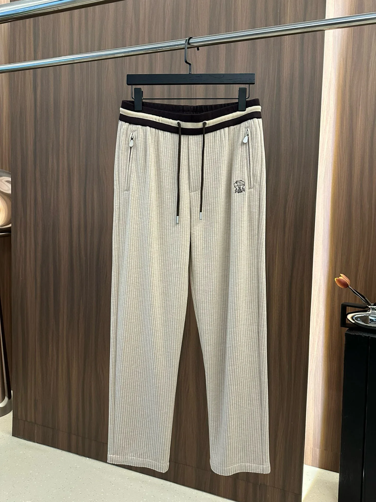 

BC old money style men's clothing autumn and winter new wool striped versatile loose straight sweatpants business casual pants