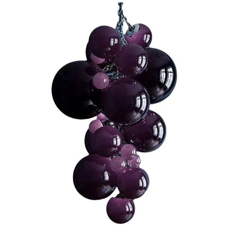 Luxury Orange Glass Grape Ball Chandelier Elegant Big Ceiling Hanging Lamp for Villa Hotel Decor Multiple Top Illumination Light