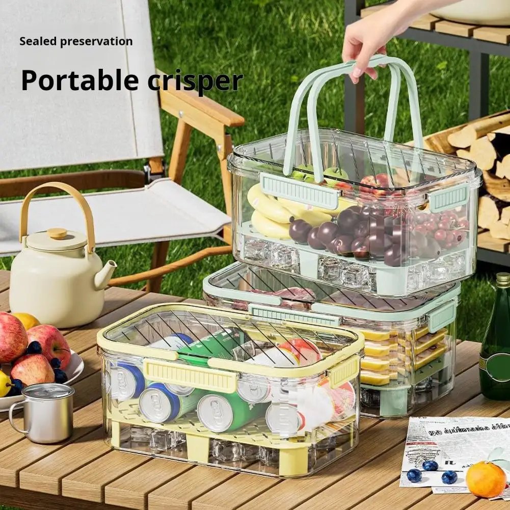 Stackable Food Storage Box Airtight Fruit Storage Container with Hidden Handle Stackable Design for Refrigerator for Fruits