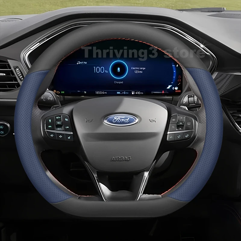 

Leather Car Steering Wheel Cover For FORD KUGA EcoBoost 2013-2020 Covers For Covers Auto Steering Wheel FORD KUGA Accessories