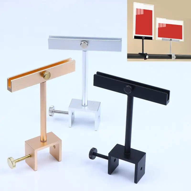 Aluminum Alloy Sign Display Stand Adjustable Merchandise Label Holder Rack For Retail Clothing Store Price Tag Display