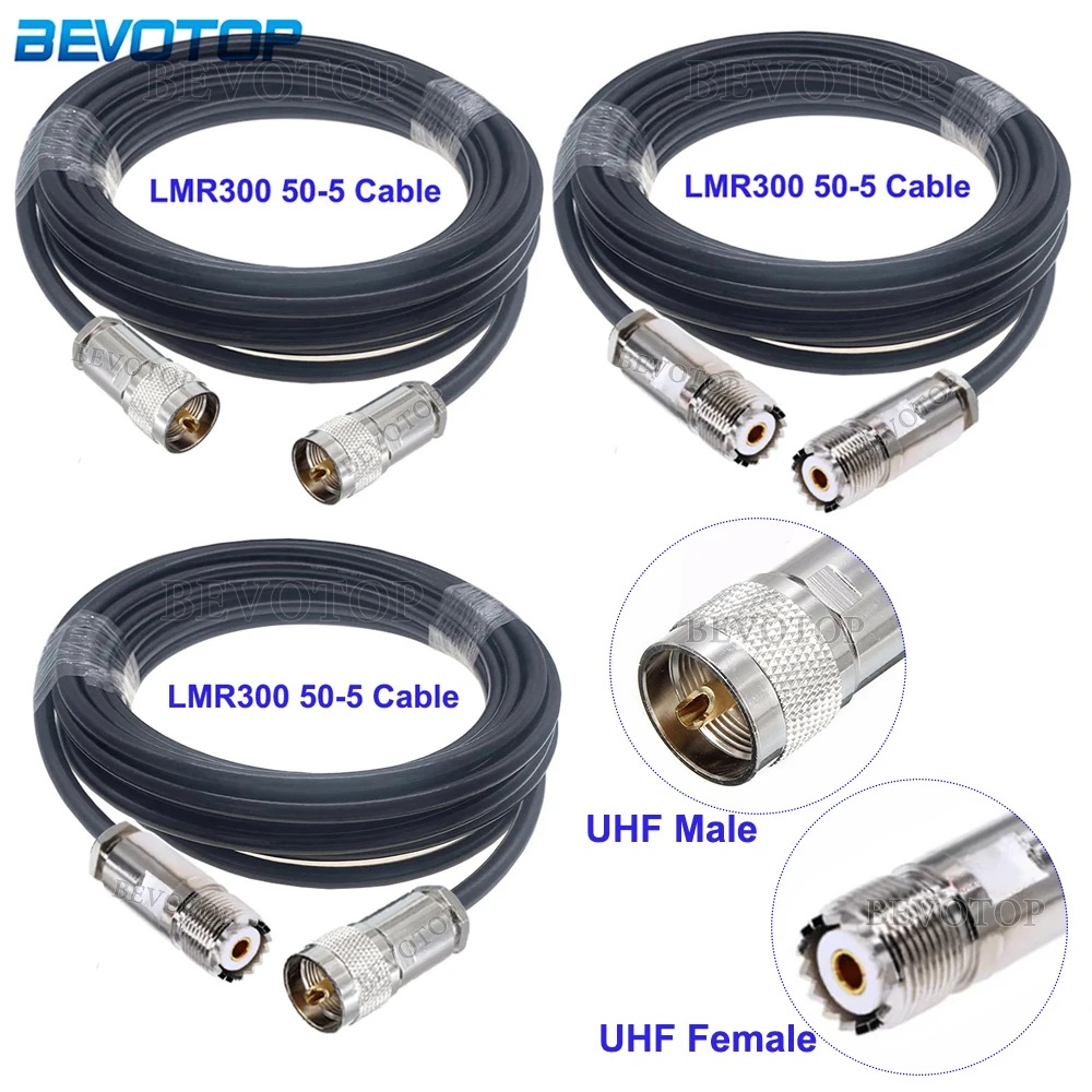 1Pcs UHF to UHF Male/Female Connector LMR300 Cable 50-5 Low Loss Extension 50 Ohm RF Coaxial Jumper Pigtail