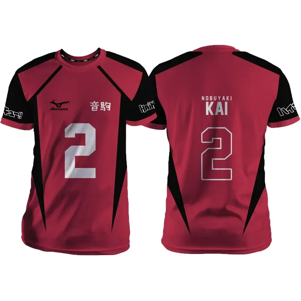 

Haikyuu Nekoma Red Cartoon Anime Cosplay Men Jersey Summer Short Sleeve Children Unisex Tee Tops Quick-Dry Fashion Women T-shirt