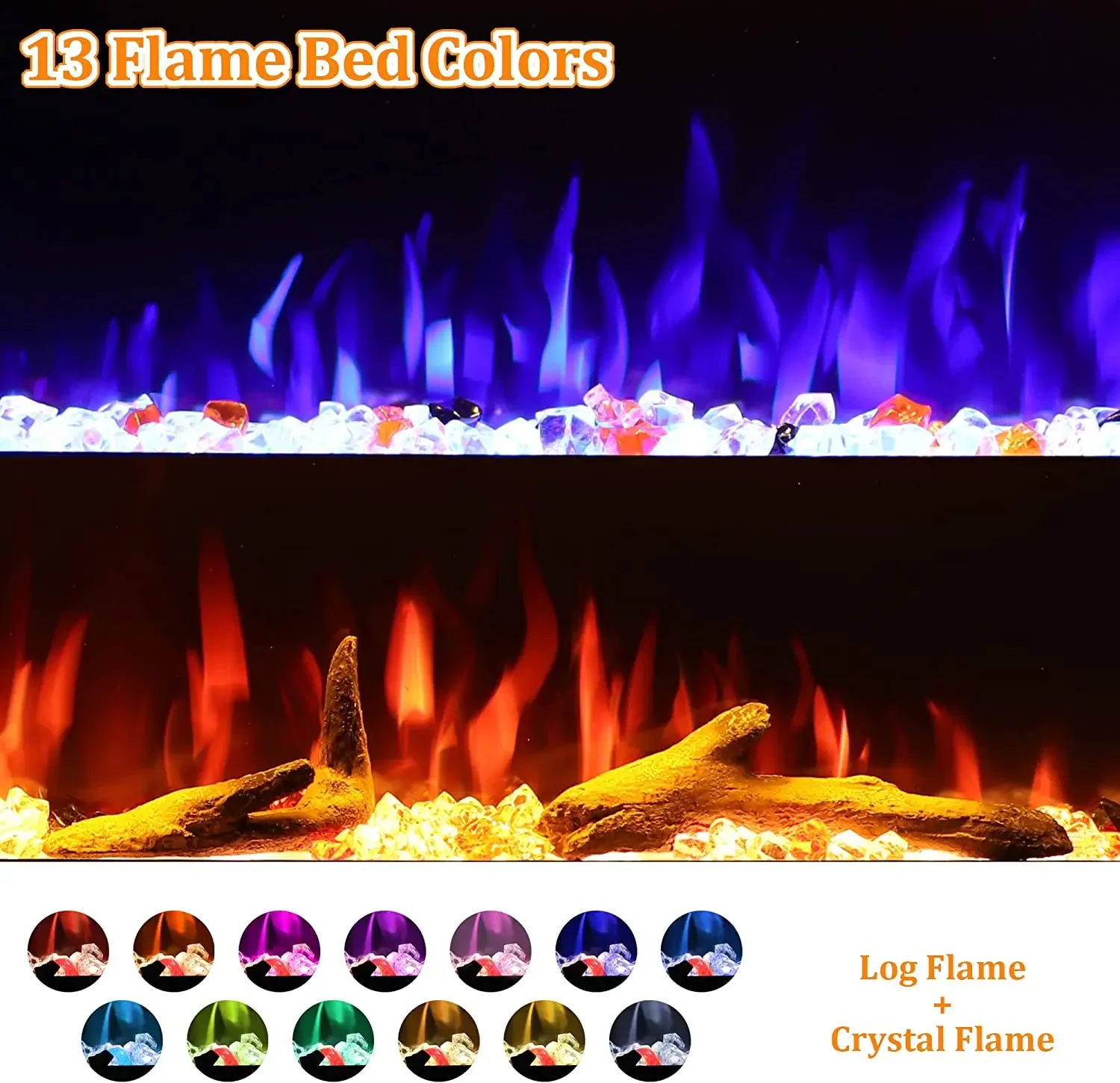 for Dreamflame 60 Inch Royal Slim Electric Fireplace Heater Household With APP Wifi Control Multi Colors 750/1500W