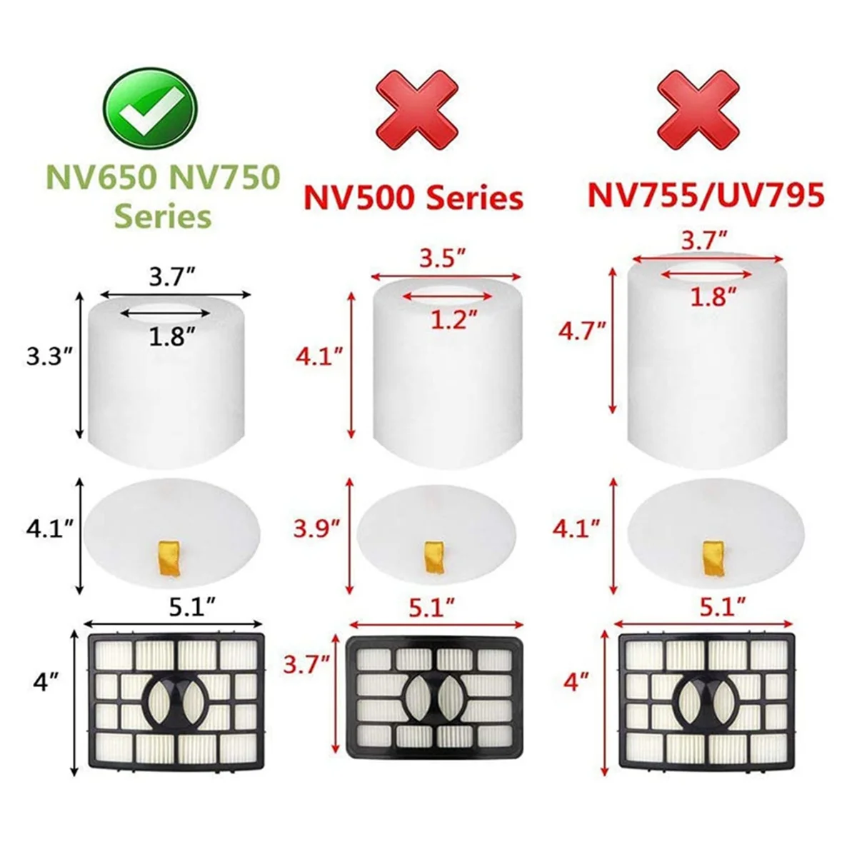 A365X~회전기용 필터 교체 부품-Away Vacuum NV650 NV651 NV652 NV750 NV751 NV752