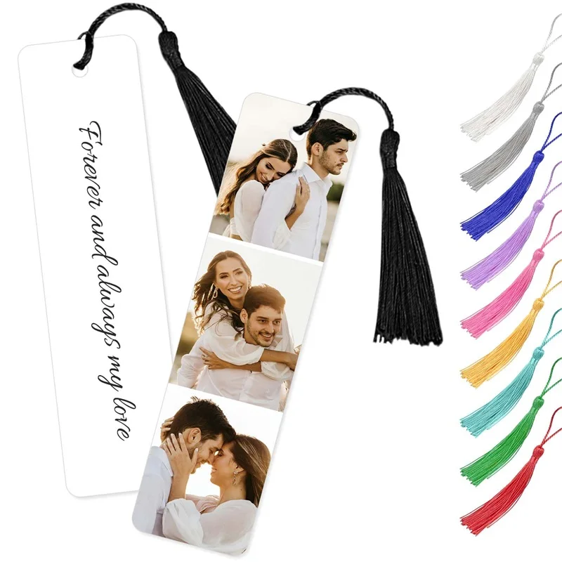 

Custom Photo Bookmark Personalized Book Marks with Tassel Personalized Engraved Text Color Picture Bookmarks Gifts for Readers