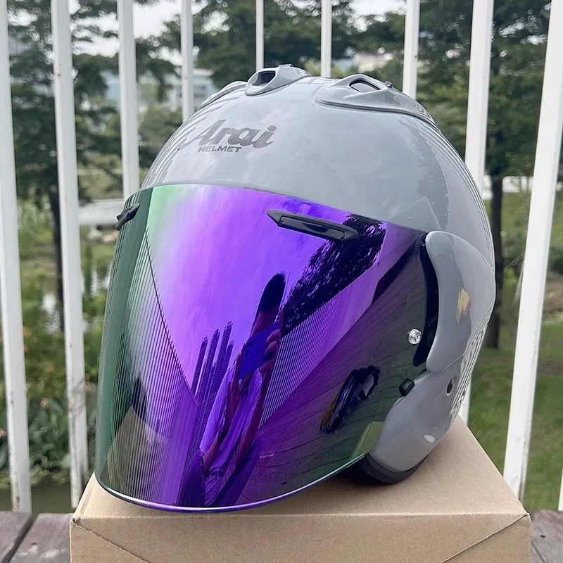 VZ-RAM High Quality ABS Classic 3/4 Open Face Helmet,For Harley Motorcycle And Cruise Motorcycle Protection Helmets,Modern Grey
