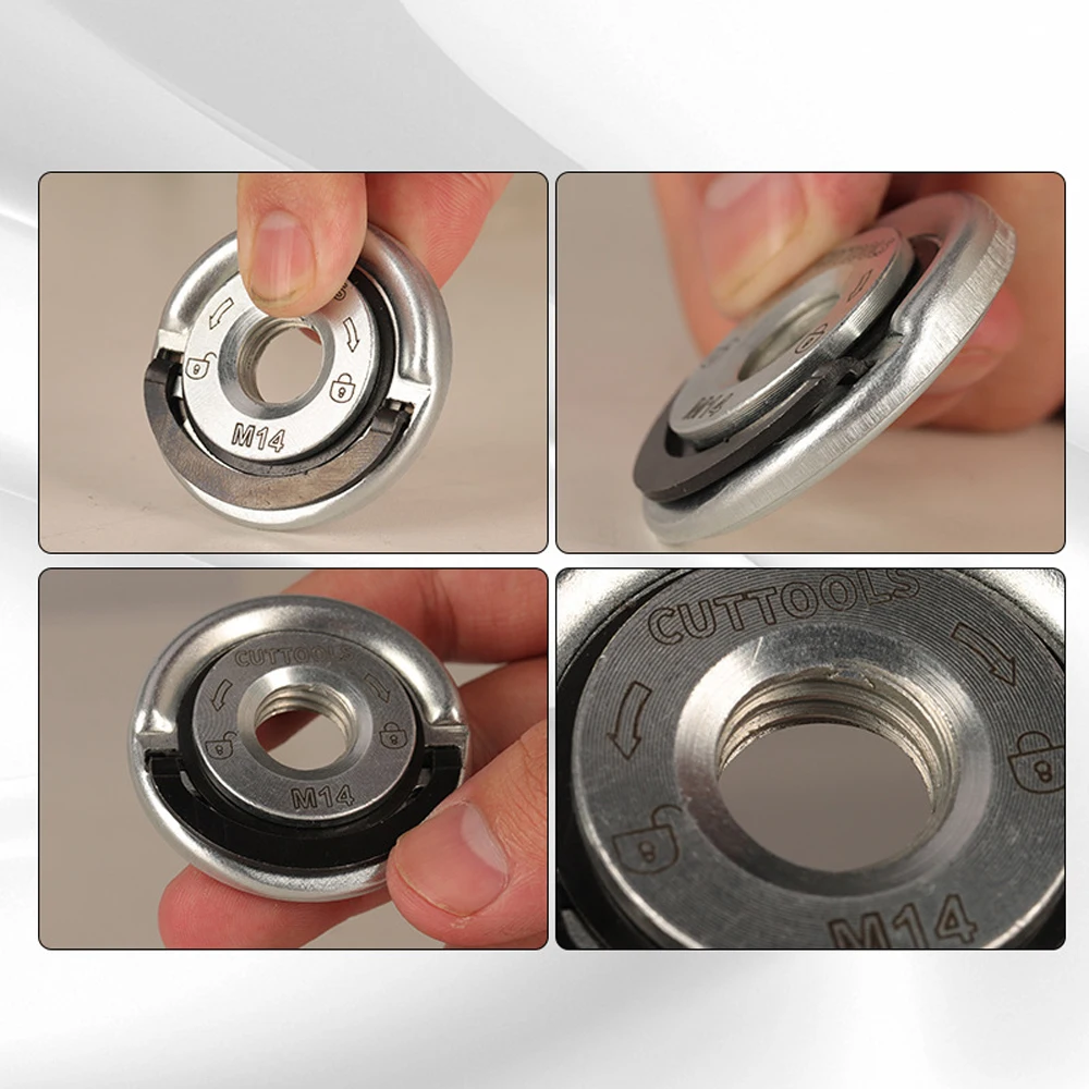 M14 Winkelschleifer, Schnellspanner, selbstsichernder Schleifer, Pressplatte, Flanschmutter, Power Chuck zum Austausch/Befestigen von Trennscheiben – Detail 5