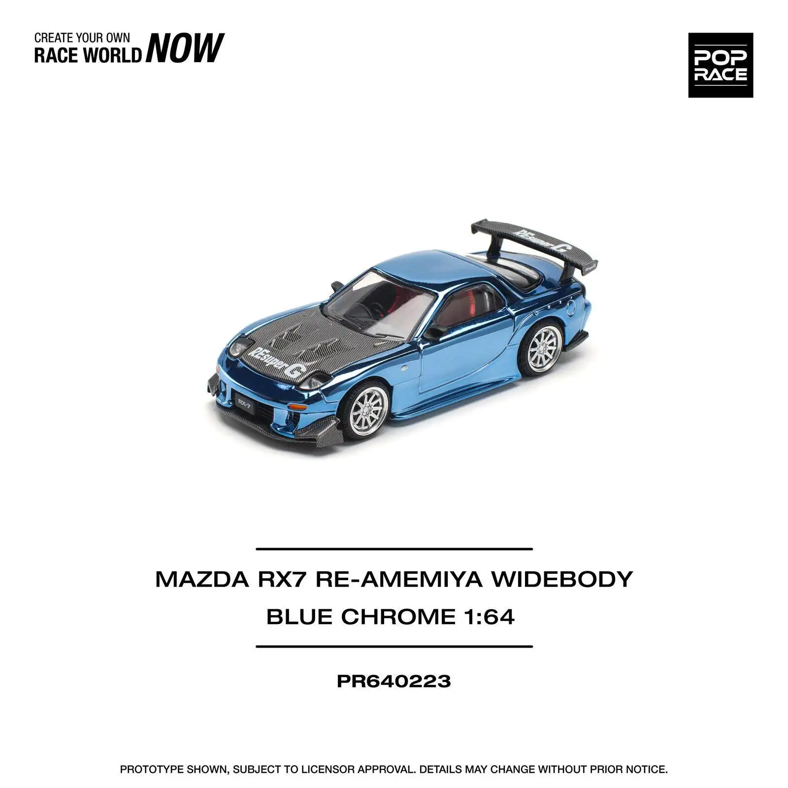 Diecast POPRACE 1:64 Scale Mazda RX7 FD3S RE Amemiya Alloy Car Model