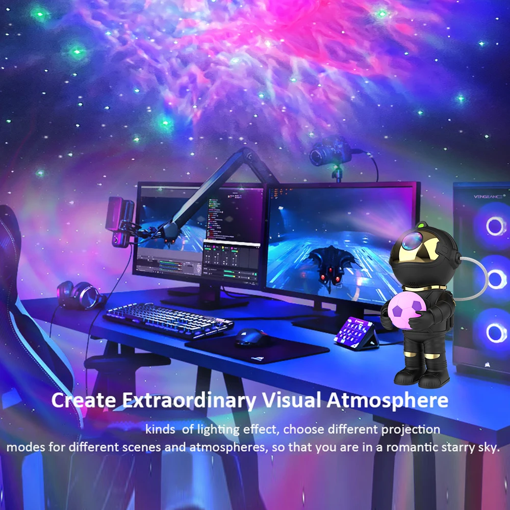 مصباح بروجيكتور جالاكسي لرائد الفضاء يجعل هدية ممتازة لعيد الميلاد وعيد الميلاد وهي مثالية لتزيين غرفة النوم.