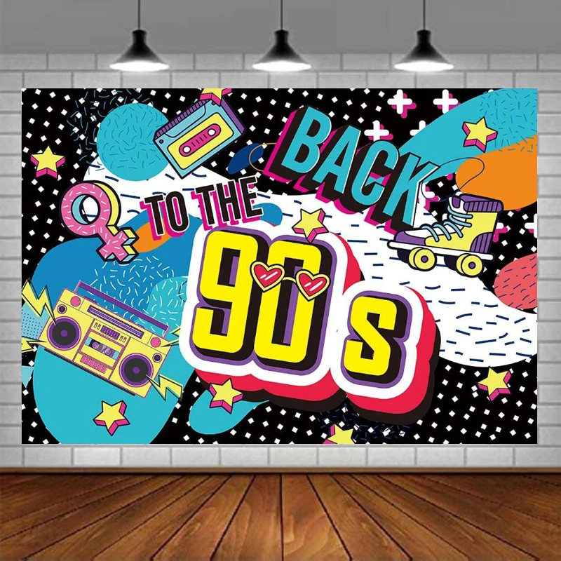 Back To The 90’s Theme Party Photography Backdrop 90s Radio Fashion Birthday Party Background Cake Table Indoor Decorations