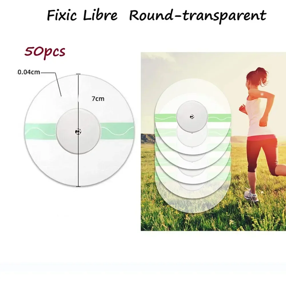 50 PCS Fixic Freestyle Libre Patch Kit Waterproof Freestyle Libre Adhesive Patch Portable Sensor Round Non-toxic Patch