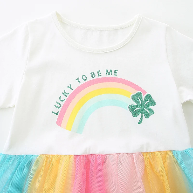 Little maven 2026 ملابس أطفال صيفية جديدة للأطفال والبنات ملابس كاجوال قطنية للأطفال فساتين شبكية بألوان قوس قزح كرتونية #3