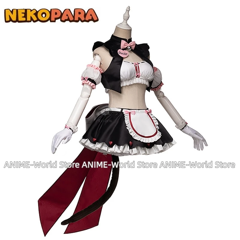 Spiel Nekopara Cosplay Kostüme Chocola Cosplay Kostüm Dienst mädchen Outfit Kleidung passt Frauen schwarze Kleider komplettes Set