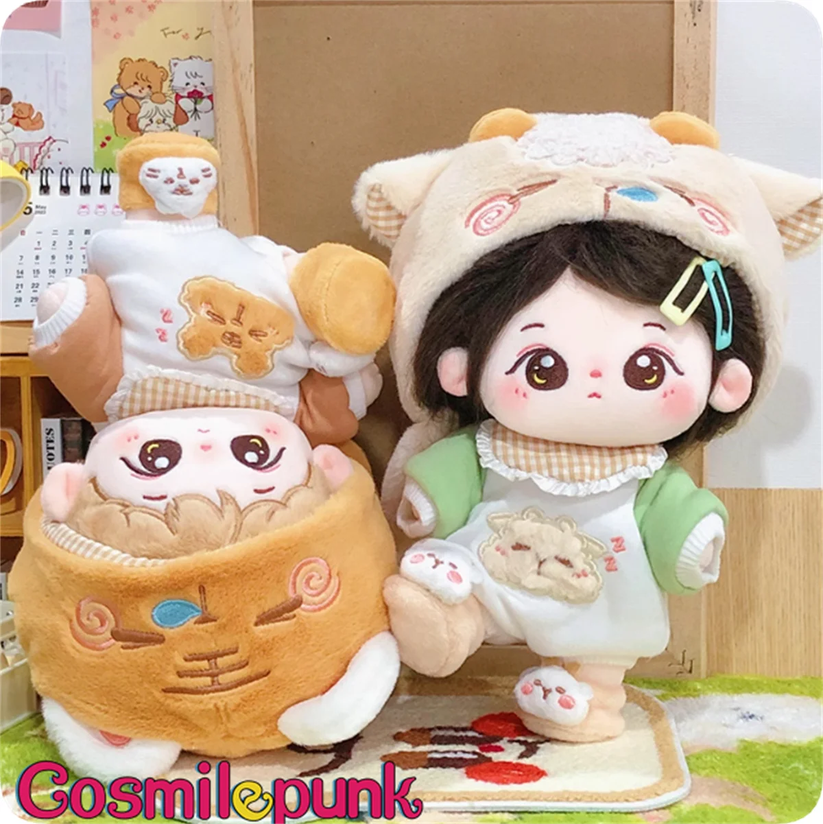 Anime Animal Jumpsuits Pajamas For Plush 20cm Doll Toy Sheep Tiger Headgear Shoes Home Dress Cosplay Clothes Cute Props Gift