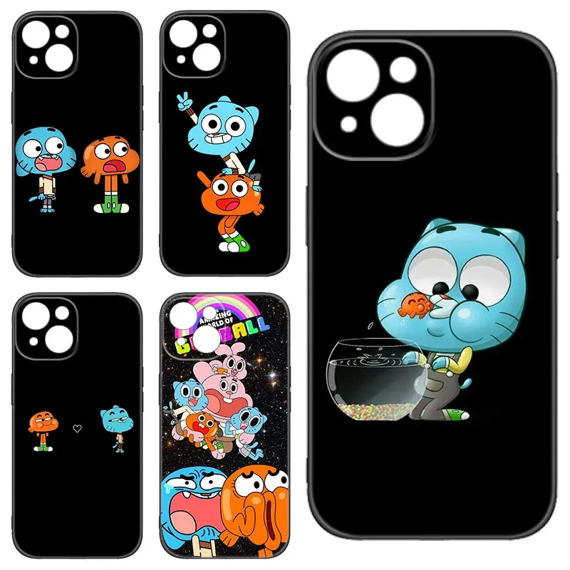 Gumball And Darwin Black Silicone Phone Case For Apple iPhone 12 13 Mini 11 14 15 Pro Max 7 8 Plus X XR XS SE 2020 2022