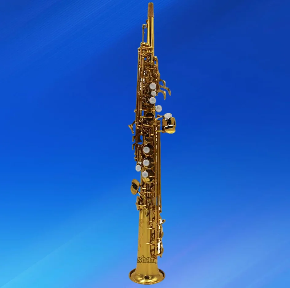 2026 new87 Prof Neck Built-in Soprano Saxophone Electrophoretic gold Bb Sax Including Case