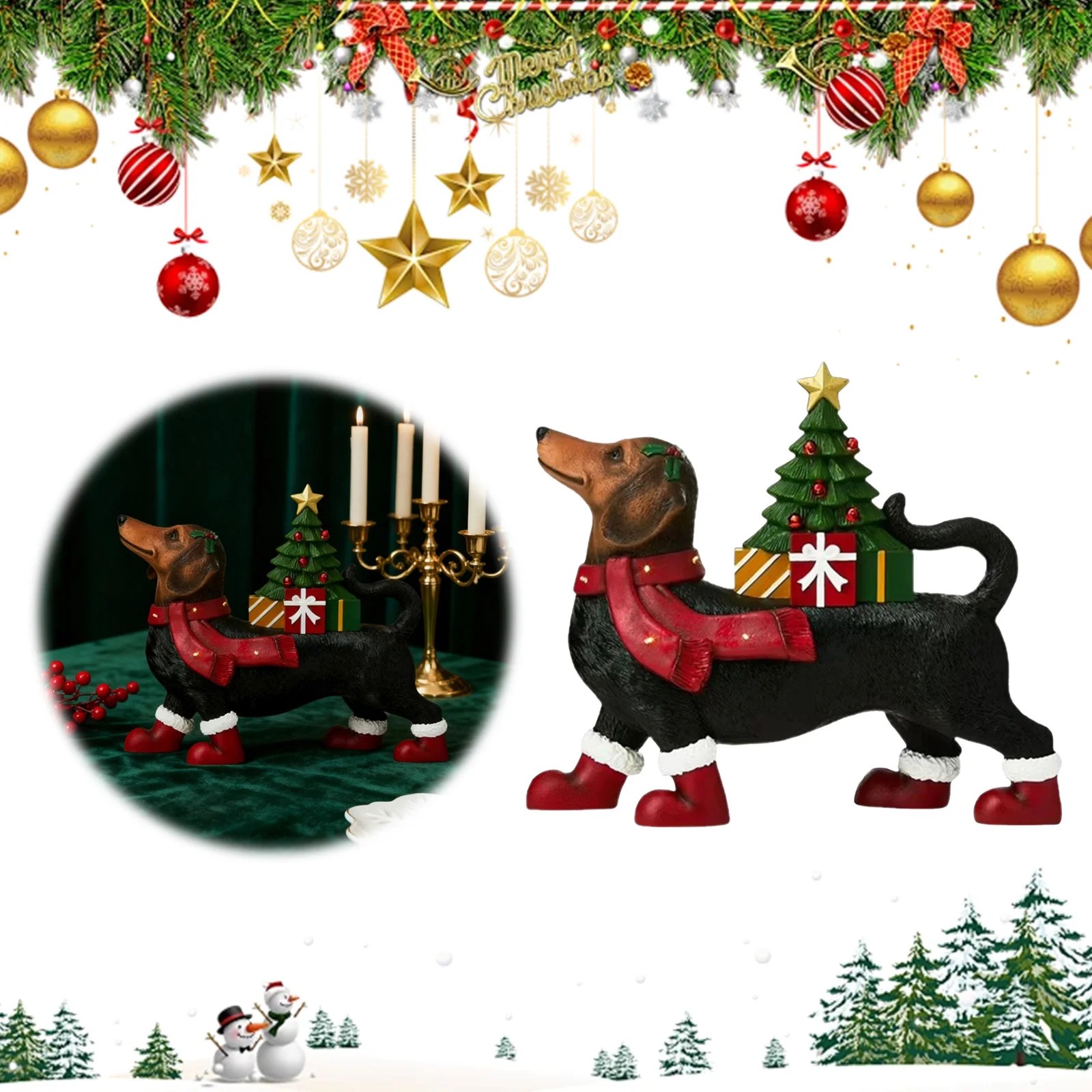 تمثال ألماني لعيد الميلاد مع أضواء زينة عيد الميلاد الألماني الألماني هدايا زينة عيد الميلاد لمحبي الحيوانات