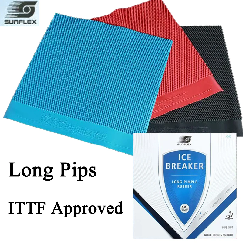 

SUNFLEX ICE BREAKER Long Pimples Table Tennis Rubber OX 0.5/1mm Sponge ITTF Approved Ping Pong Rubber Offensive Easy Control