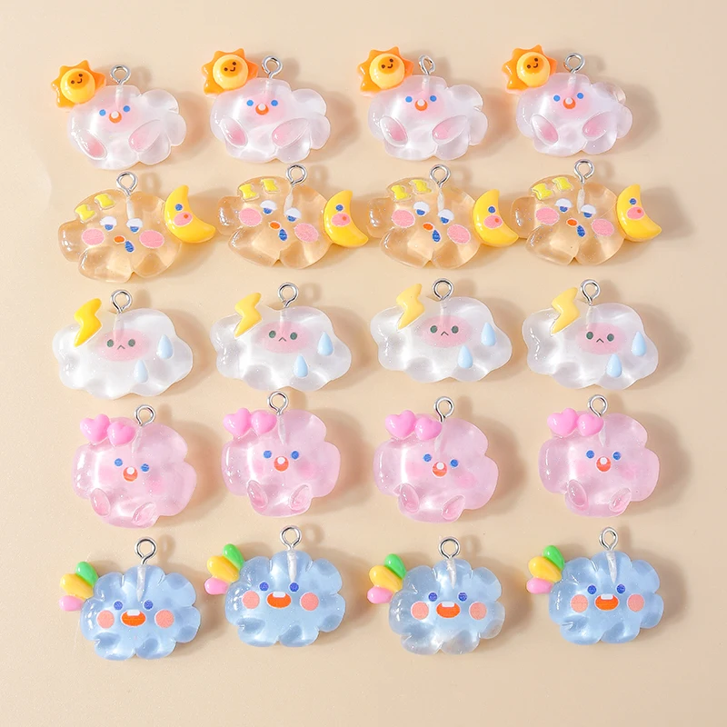 15Pcs New Mix Kawaii Cloud Resin Charms Cute Girls Charms ciondolo per collana bracciale orecchini gioielli fai da te che fanno accessori