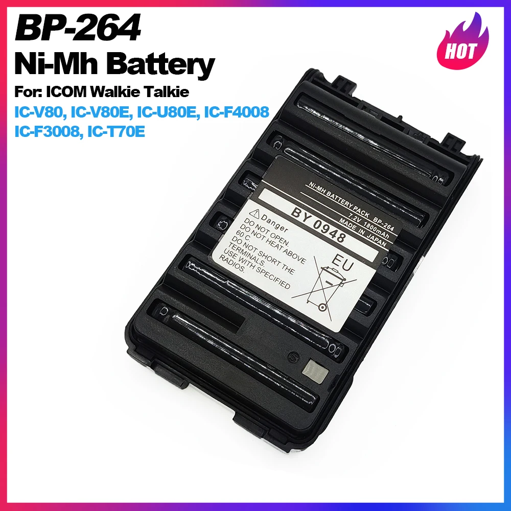 

BP-264 Walkie Talkie Battery 1800mAh Ni-Mh Battery For ICOM IC-V80 V80E U80E F4008 F3008 T70E Two Way Radios Replacement Battery